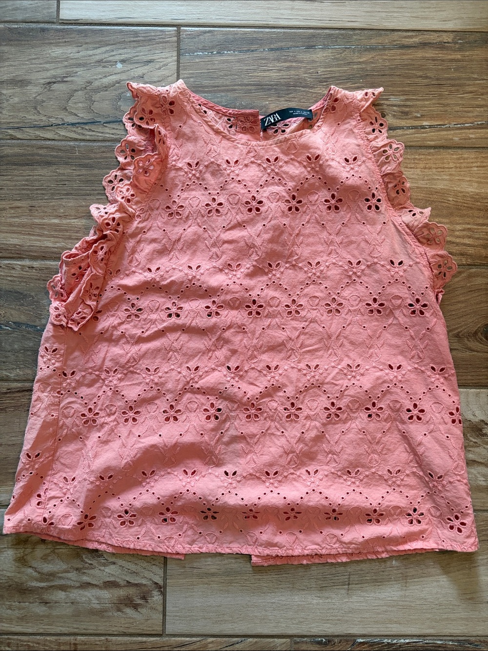 ZARA Eyelet Ruffle Sleeveless Top